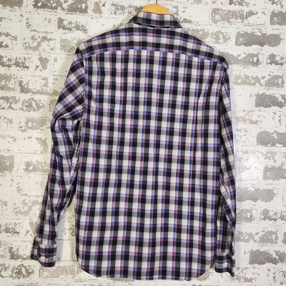 Banana Republic Slim Fit Plaid Long Sleeve Button Down Shirt Men's Medium Purple - Picture 8 of 16